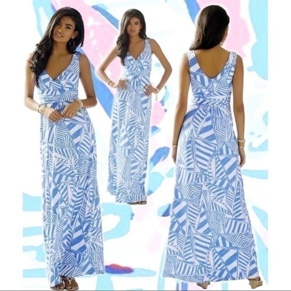 Lilly Pulitzer Sloane Maxi Dress Bay Blue Yacht   Sea Size XS
